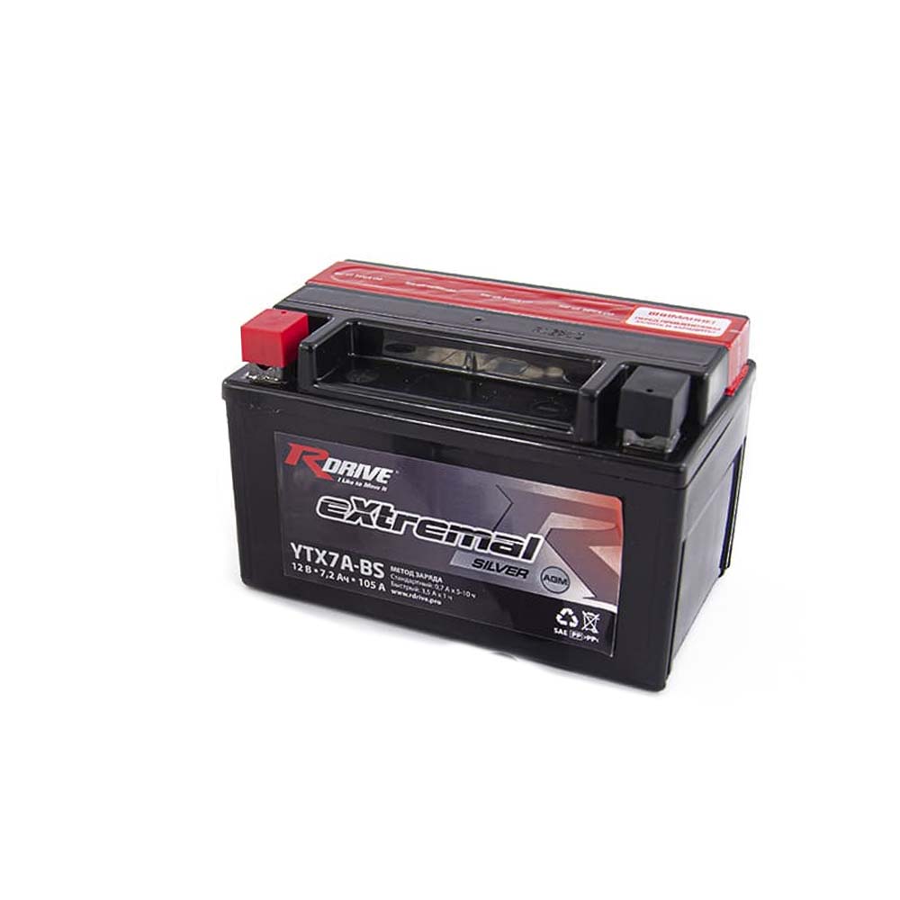 Мотоциклетный аккумулятор R-drive Extremal SILVER YTX7A-BS